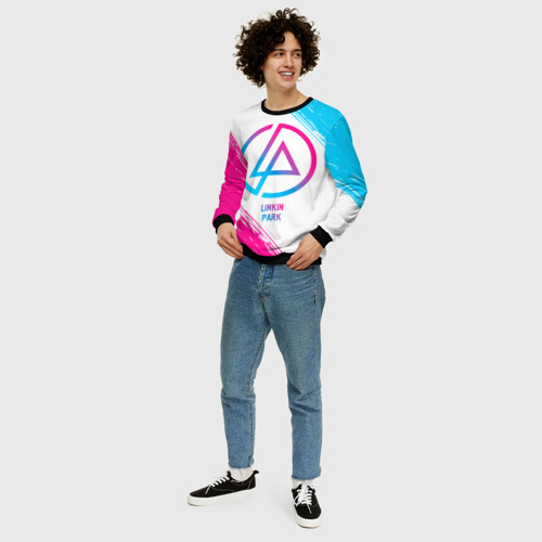 Мужской свитшот 3D Linkin Park neon gradient style, цвет черный - фото 5