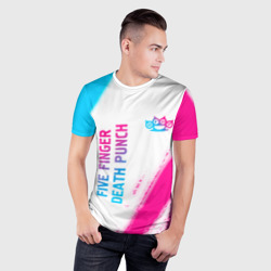 Мужская футболка 3D Slim Five Finger Death Punch neon gradient style: надпись, символ - фото 2