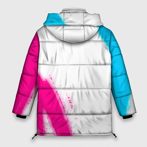 Женская зимняя куртка 3D с принтом Five Finger Death Punch neon gradient style: надпись, символ, вид сзади #1