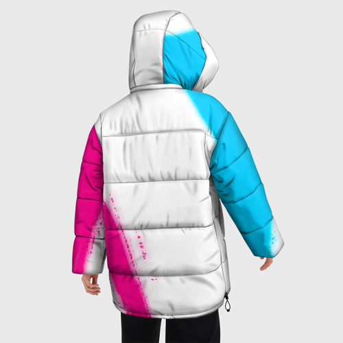 Женская зимняя куртка 3D с принтом Five Finger Death Punch neon gradient style: надпись, символ, вид сзади #2
