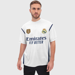 Мужская футболка oversize 3D ФК Реал Мадрид форма 23-24 домашняя - фото 2