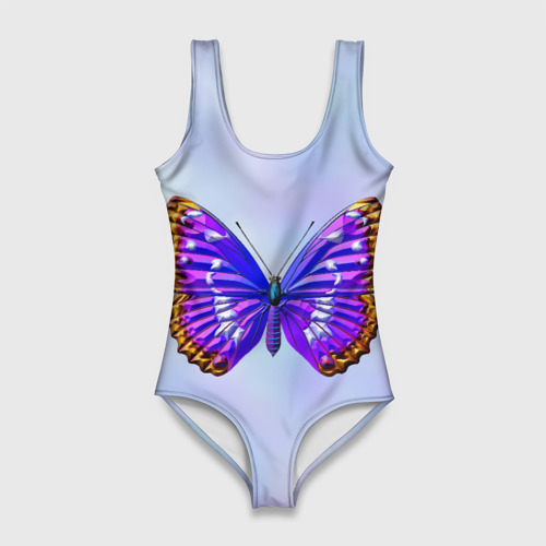 Женский купальник 3D Сине-сиреневая бабочка, цвет 3D печать