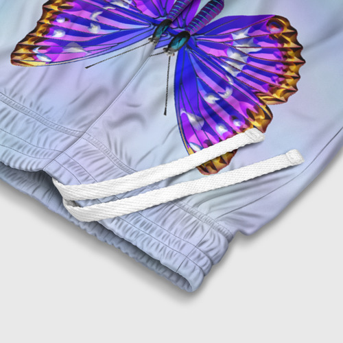 Детские спортивные шорты 3D с принтом Сине-сиреневая бабочка, фото #4