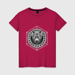 Женская футболка хлопок Оберег волк в руническом круге