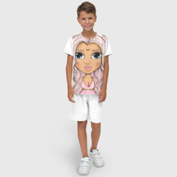 Детский костюм с шортами 3D Девушка с розовыми волосами, эзотерика - фото 2