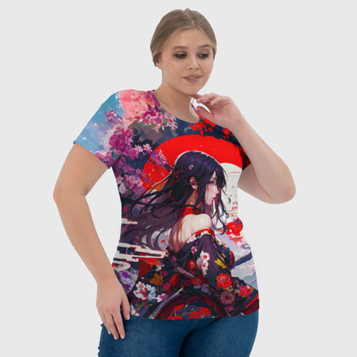 Женская футболка 3D Японская девушка от нейросети, цвет 3D печать - фото 6