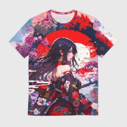 Мужская футболка 3D Японская девушка от нейросети