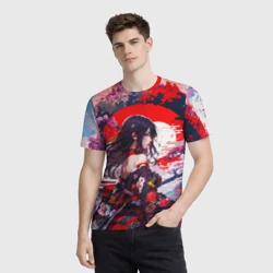 Мужская футболка 3D Японская девушка от нейросети - фото 2