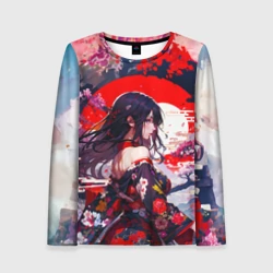 Женский лонгслив 3D Японская девушка от нейросети