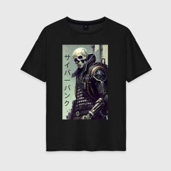 Женская футболка хлопок Oversize Cool skeleton - Cyberpunk - hieroglyphs