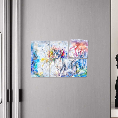 Магнитный плакат 3Х2 Сфинкс кот и цветы акварель - фото 4