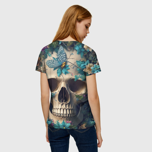 Женская футболка 3D Цветочный скелет, цвет 3D печать - фото 4