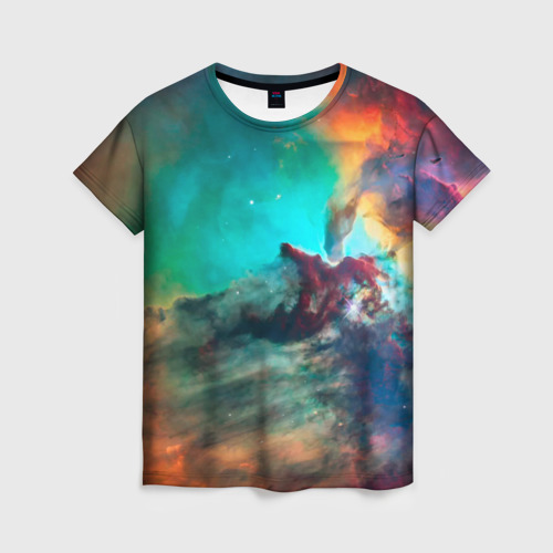 Женская футболка 3D Аморфный цветастый космос, цвет 3D печать