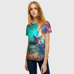 Женская футболка 3D Аморфный цветастый космос - фото 2