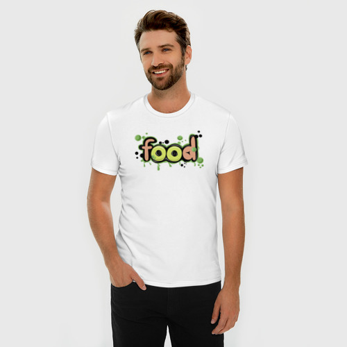 Мужская футболка хлопок Slim Food graffiti, цвет белый - фото 3