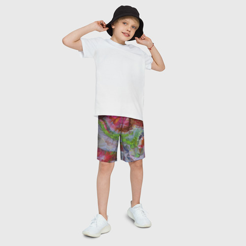 Детские спортивные шорты 3D с принтом Красочный узор, фото на моделе #1