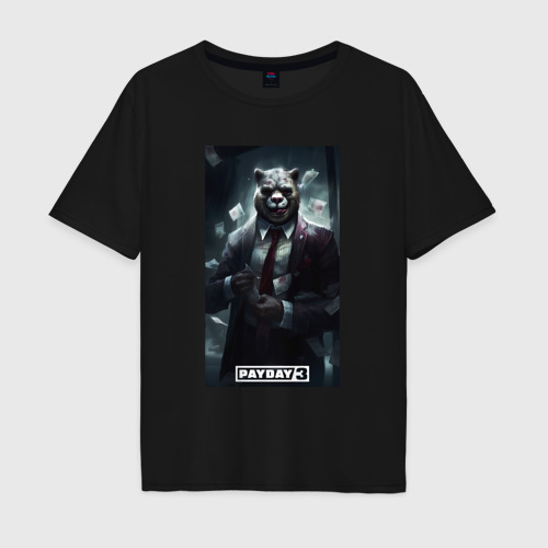 Мужская футболка хлопок Oversize с принтом Pay day 3 медведь, вид спереди #2