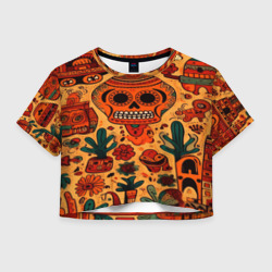 Женская футболка Crop-top 3D Мариачи Пустыни