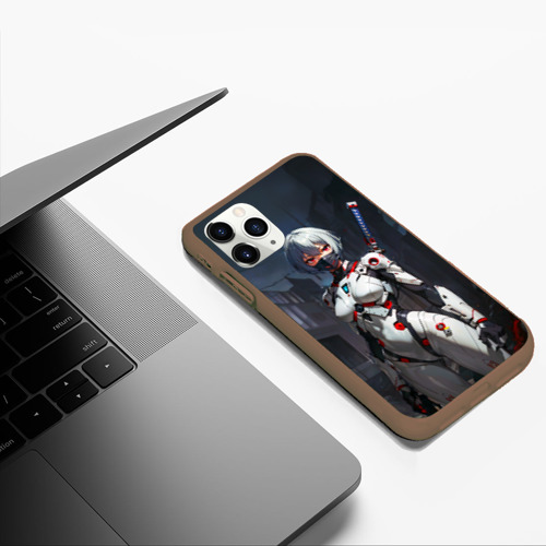 Чехол для iPhone 11 Pro Max матовый Аянами Рей с мечом - Евангелион, цвет коричневый - фото 5