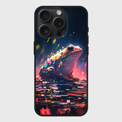 Чехол силиконовый для Apple iPhone 15 Pro матовый Лягушка под дождем - нейросеть