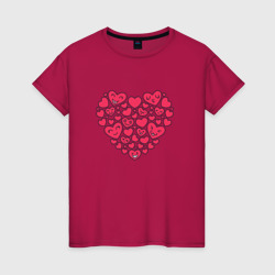 Женская футболка хлопок Сердечки в сердце