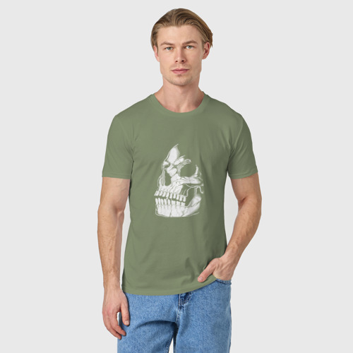 Мужская футболка хлопок Черепушка белая, цвет авокадо - фото 3