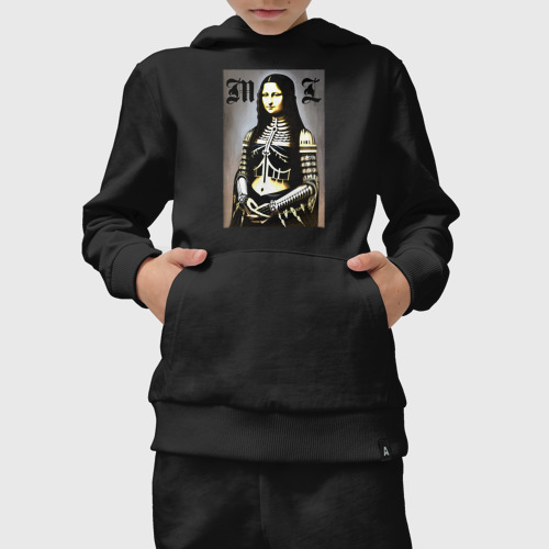 Детский костюм с толстовкой хлопок Мона Лиза - готика - нейросеть, цвет черный - фото 5