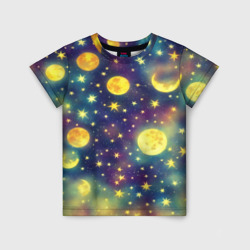 Детская футболка 3D Космос, Луна и Солнце