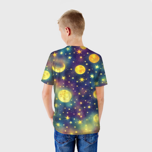 Детская футболка 3D Космос, Луна и Солнце, цвет 3D печать - фото 4