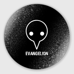 Круглый коврик для мышки Evangelion glitch на темном фоне