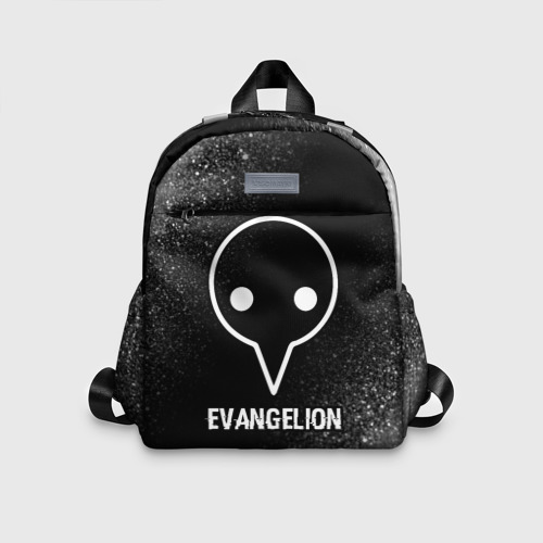 Детский рюкзак 3D с принтом Evangelion glitch на темном фоне, вид спереди #2