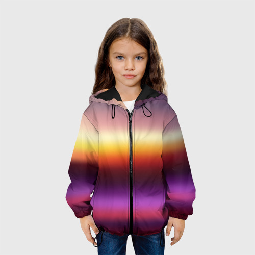Детская куртка 3D с принтом Закат, абстрактные полосы с размытием, вид сбоку #3