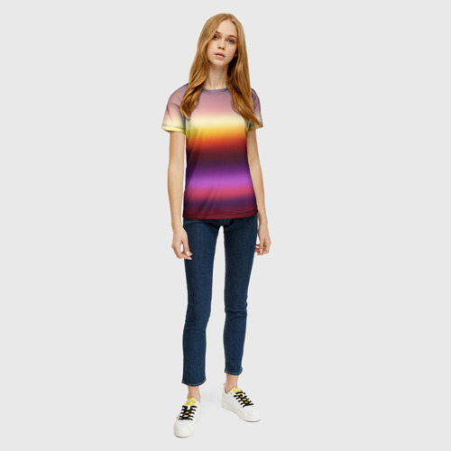 Женская футболка 3D Закат, абстрактные полосы с размытием, цвет 3D печать - фото 5