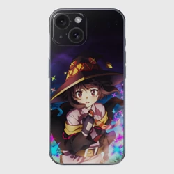 Чехол для iPhone 15 силиконовый с защитой камеры Мегумин Алый маг