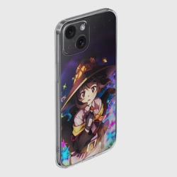 Чехол для iPhone 15 силиконовый с защитой камеры Мегумин Алый маг - фото 2