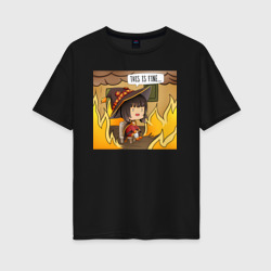 Женская футболка хлопок Oversize This is fine Megumin