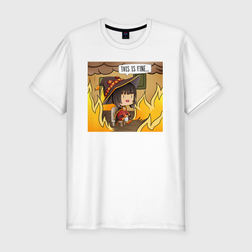 Мужская футболка хлопок Slim This is fine Megumin, цвет белый