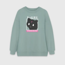 Женский свитшот oversize без начеса хлопок Chomusuke Kono Suba