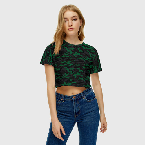 Женская футболка Crop-top 3D Точечный камуфляжный узор Spot camouflage pattern, цвет 3D печать - фото 4