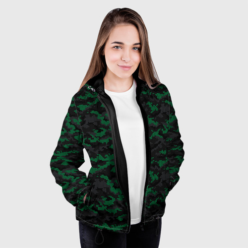Женская куртка 3D Точечный камуфляжный узор Spot camouflage pattern, цвет черный - фото 4