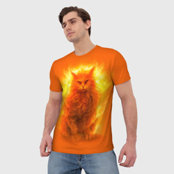 Мужская футболка 3D Огненно-рыжий Кот - фото 2