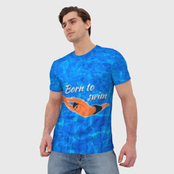 Мужская футболка 3D Рожденный плавать - фото 2