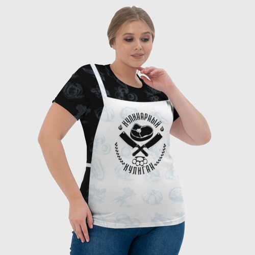 Женская футболка 3D Кулинарный хулиган в фартуке, цвет 3D печать - фото 6