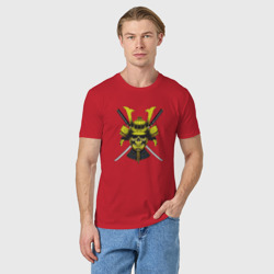 Мужская футболка хлопок Череп самурая с катанами - фото 2