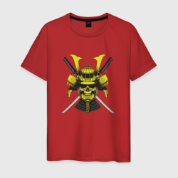 Мужская футболка хлопок Череп самурая с катанами