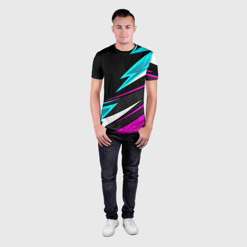 Мужская футболка 3D Slim Спорт униформа - неон, цвет 3D печать - фото 4