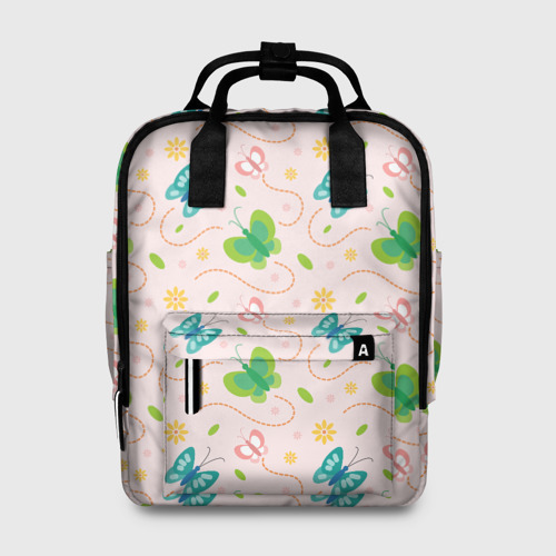 Женский рюкзак 3D с принтом Прекрасные бабочки, вид спереди #2