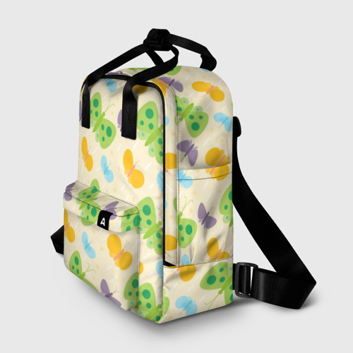 Женский рюкзак 3D с принтом Весенние бабочки, фото на моделе #1