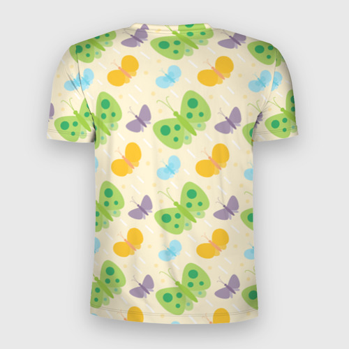 Мужская футболка 3D Slim с принтом Весенние бабочки, вид сзади #1