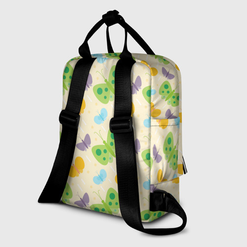 Женский рюкзак 3D с принтом Весенние бабочки, вид сзади #1